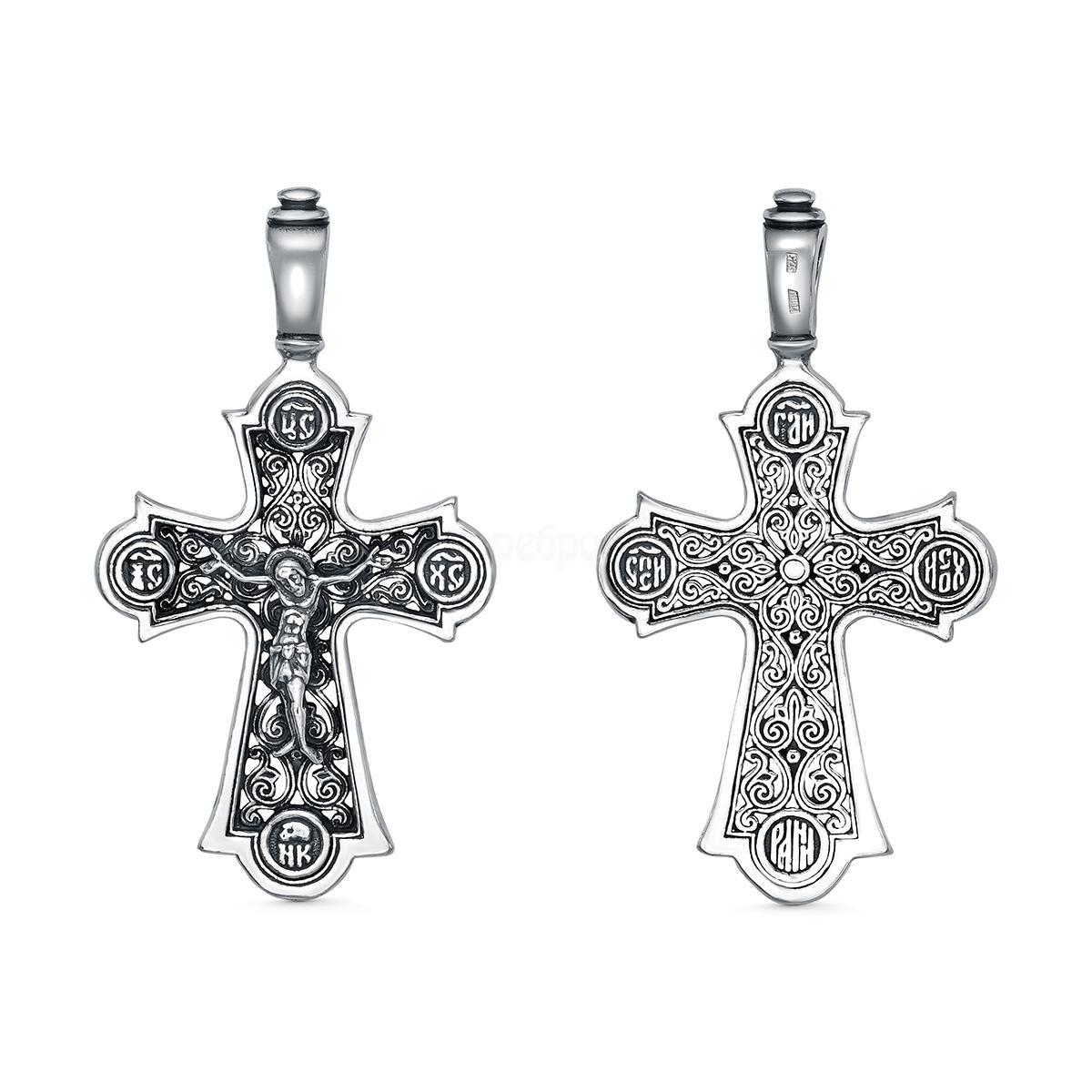 Крест из чернёного серебра - 4,8 см 925 пробы 2-436ч