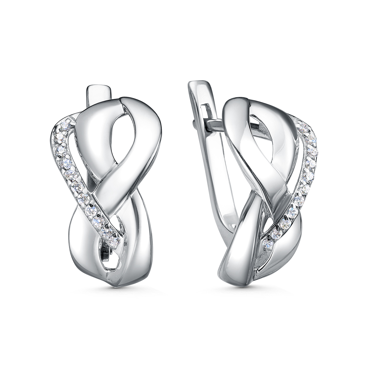 Серьги из серебра с фианитами родированные 925 пробы С-4681-Р