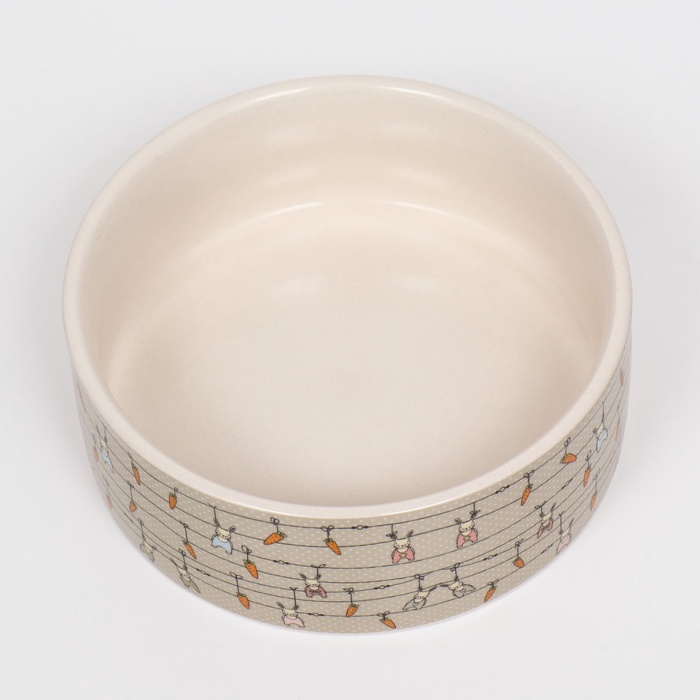 Миска «Кроличьи игрушки», 300 мл, 11.5×5 см, керамика, бело-серая