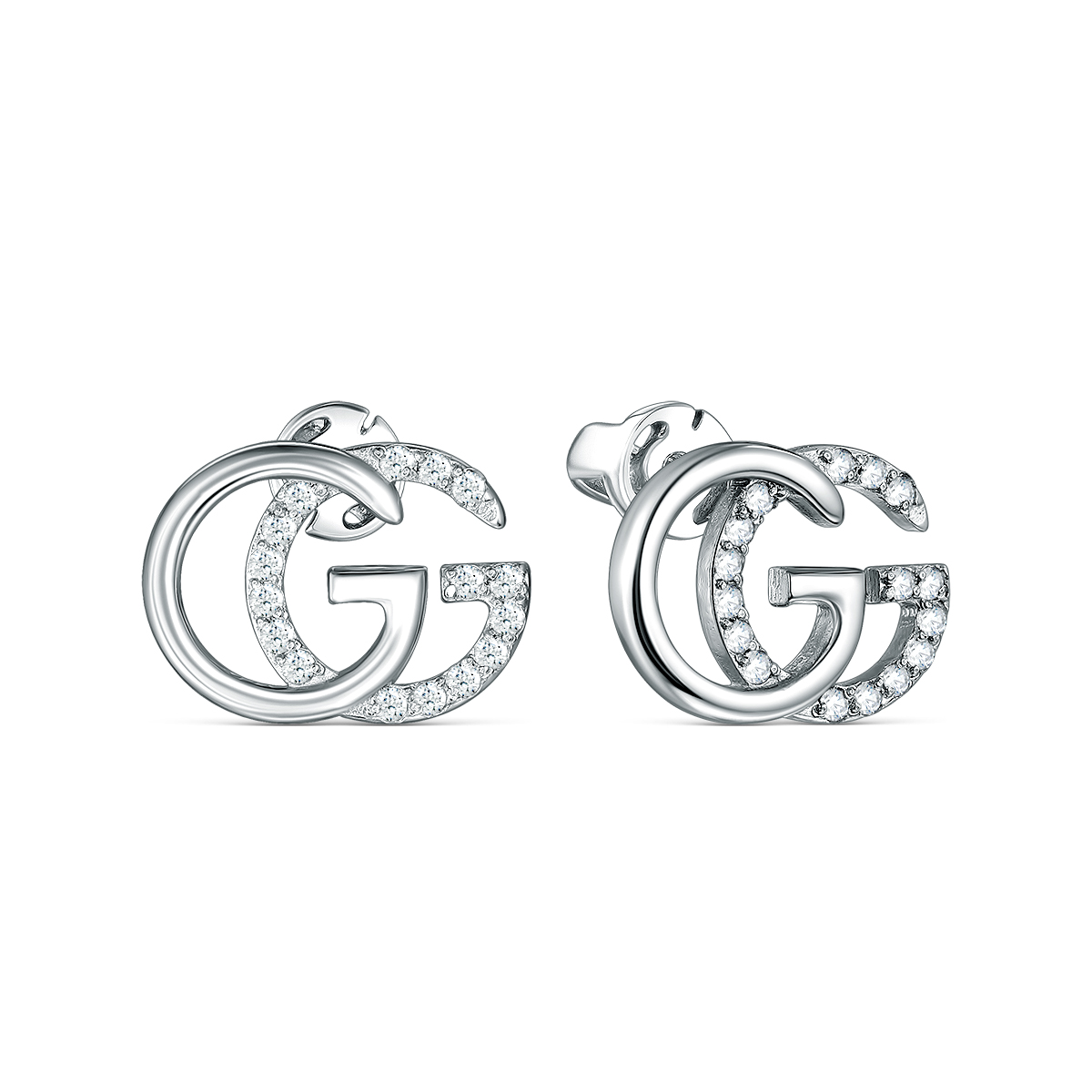 Серьги-пусеты из серебра с фианитами родированные - GG 925 пробы 4-579р200