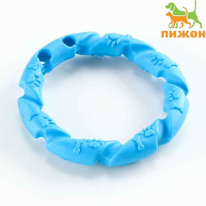 Жевательная игрушка для собак «Витое кольцо», 11.5 см, голубая