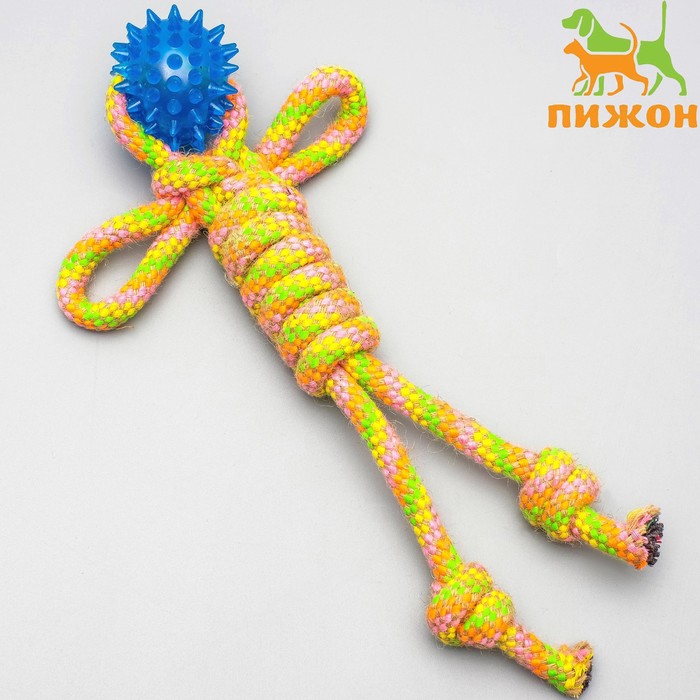 Игрушка канатная «Человечек» с мячиком, 75 г, до 24 см, цвет МИКС