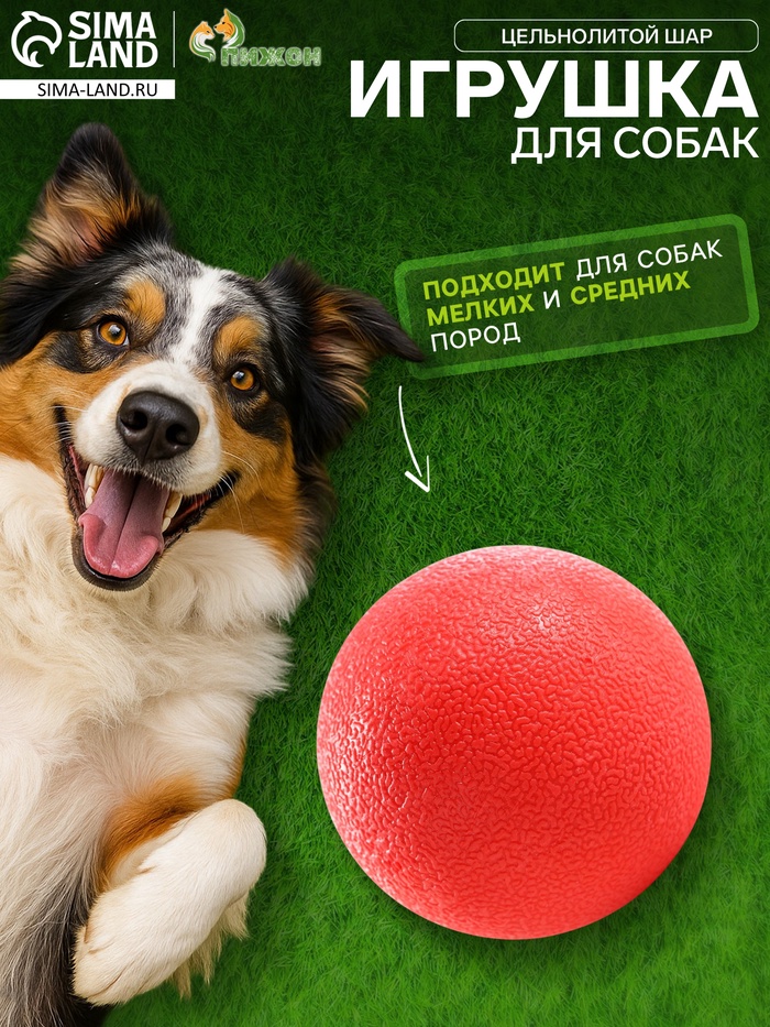 Игрушка для собак «Цельнолитой шар», большой, 7 см, каучук, красная