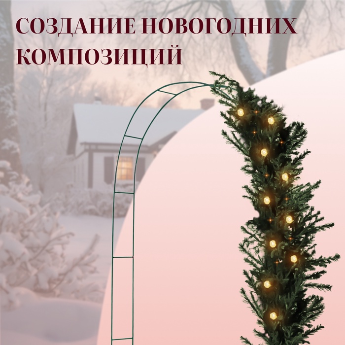 Арка садовая, 240×125×20 см, для вьющихся растений, металлическая, зелёная