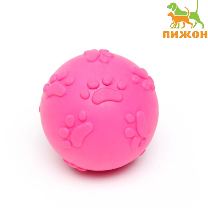 Игрушка для собак «Мяч-лапка», 6 см, TPR, розовая