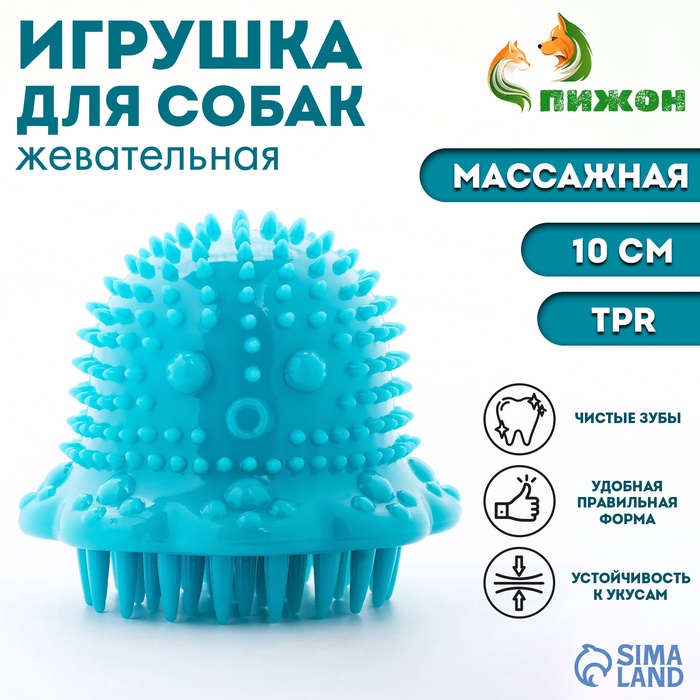 Массажная игрушка для собак «Осьминог» 10 см, TPR, синяя
