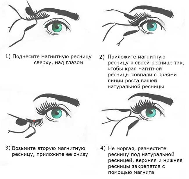 Nail Art Магнитные накладные ресницы №01, 4 шт, 7-12 x 17 мм