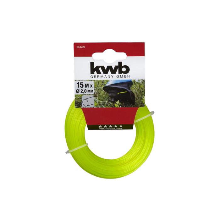 Леска для триммера KWB Profi, d=2 мм, 15 м, нейлон, профиль