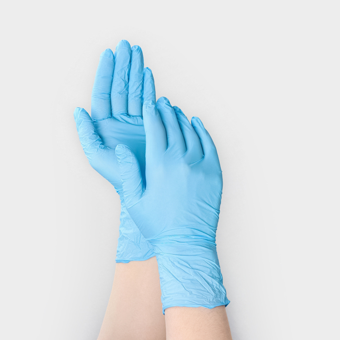 Перчатки нитриловые Nitrile, смотровые, нестерильные, размер М, 200 шт/уп (100 пар), голубые