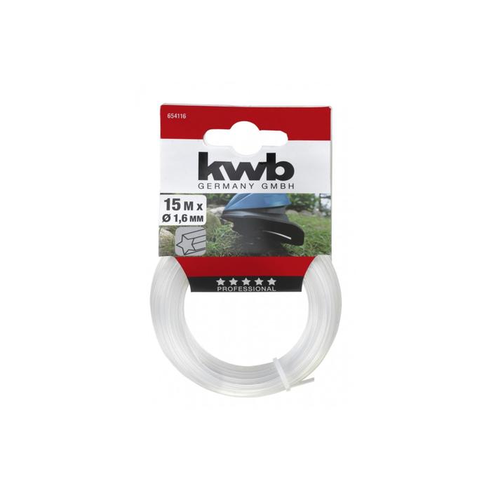 Леска для триммера KWB, d=2.4 мм, 15 м, нейлон, профиль