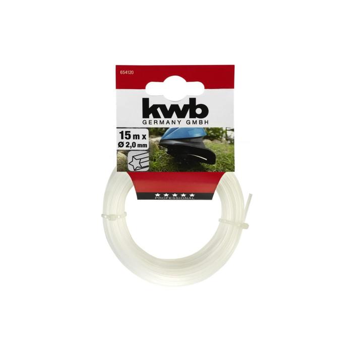 Леска для триммера KWB, d=2 мм, 15 м, нейлон, профиль