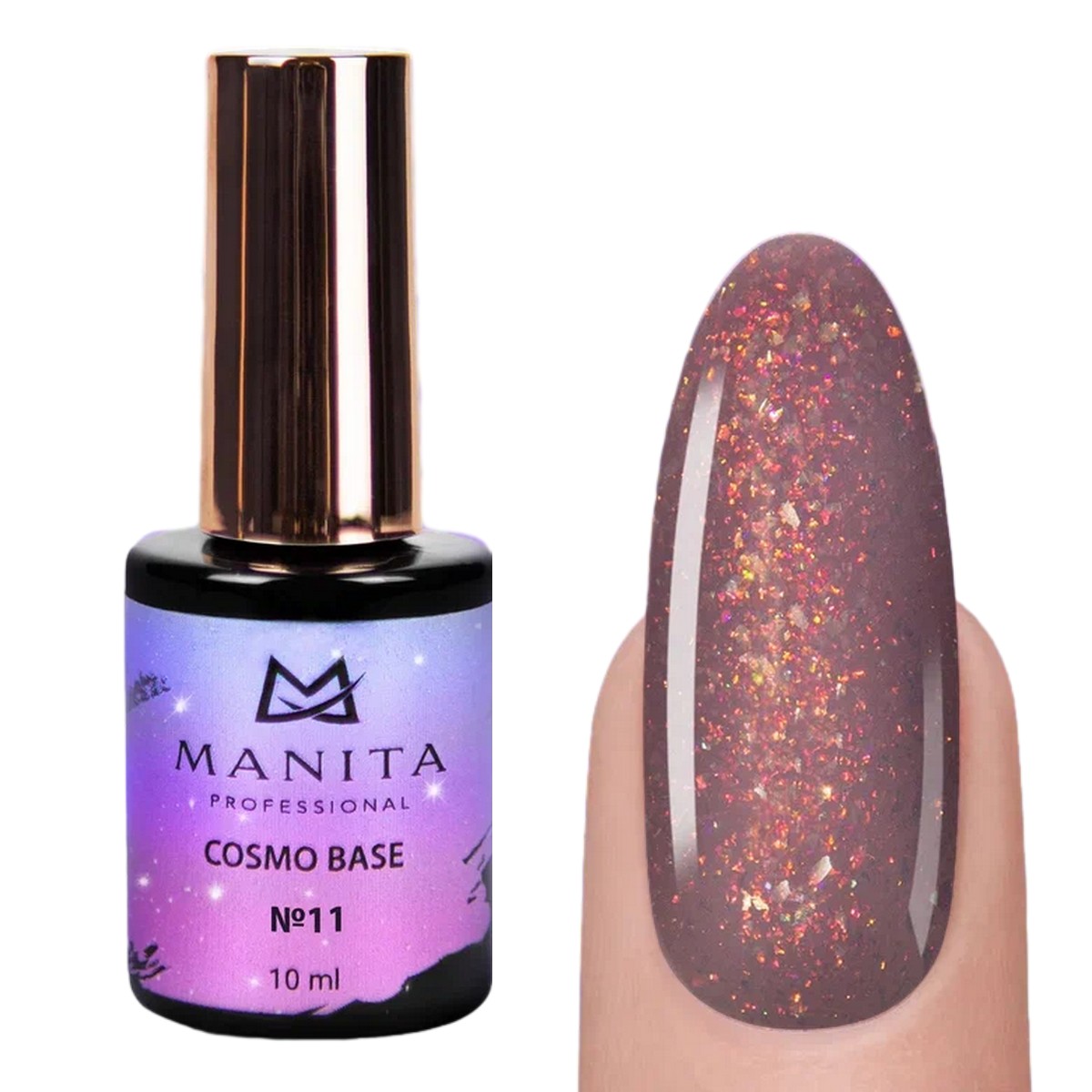Manita Professional База для ногтей камуфлирующая с блестками №11 / Cosmo Base, 10 мл