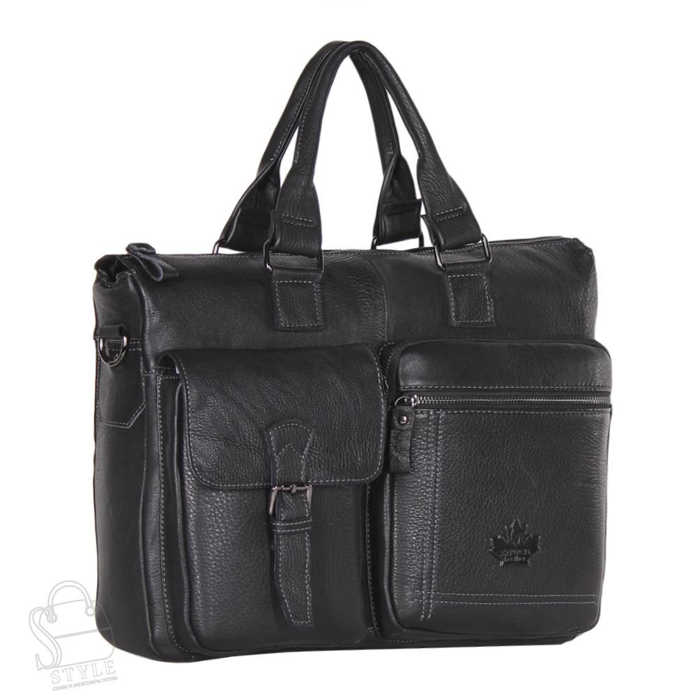 Портфель мужской кожаный 0065Z black Zinimsk