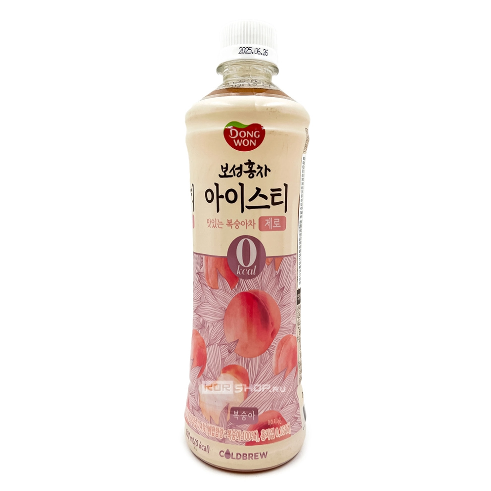 Напиток холодный чай со вкусом персика (0 ккал)/Peach iced tea Dongwon, Корея, 500 мл. Срок до 13.07.2026. Акция
