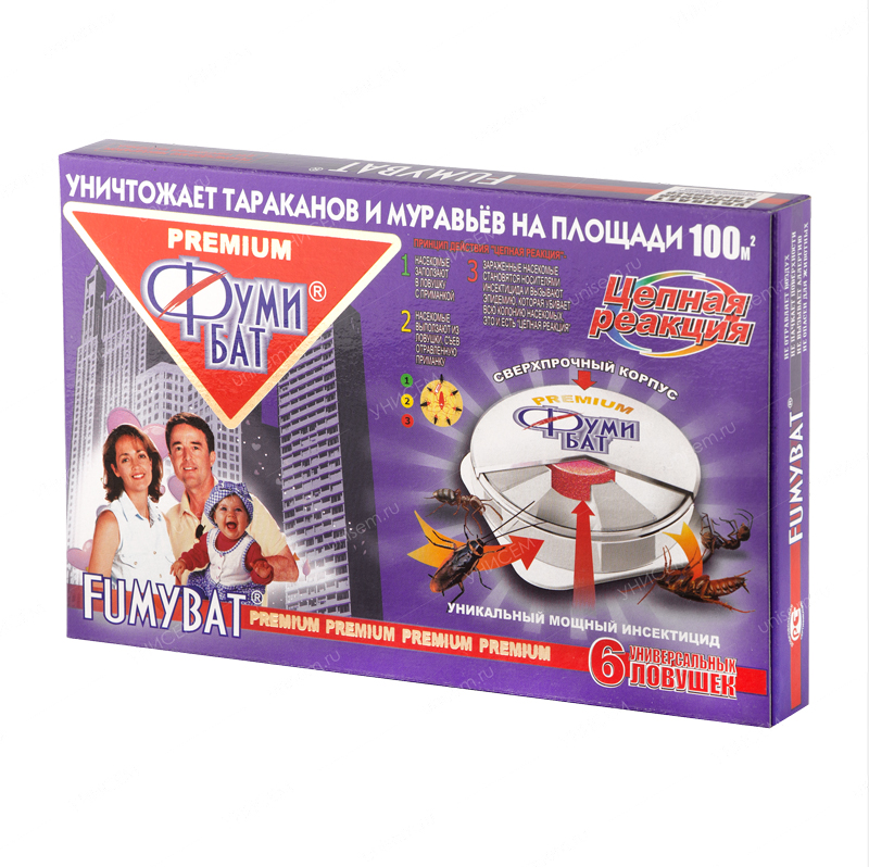 Ловушка Фумибат от тараканов и муравьев 6 шт (36 шт/24 шт)
