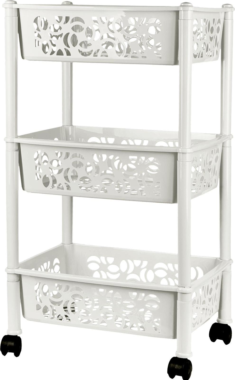 Этажерка Light 3-х секц 370х290х160 на колесиках прямоугольная, белое облако (уп.10)