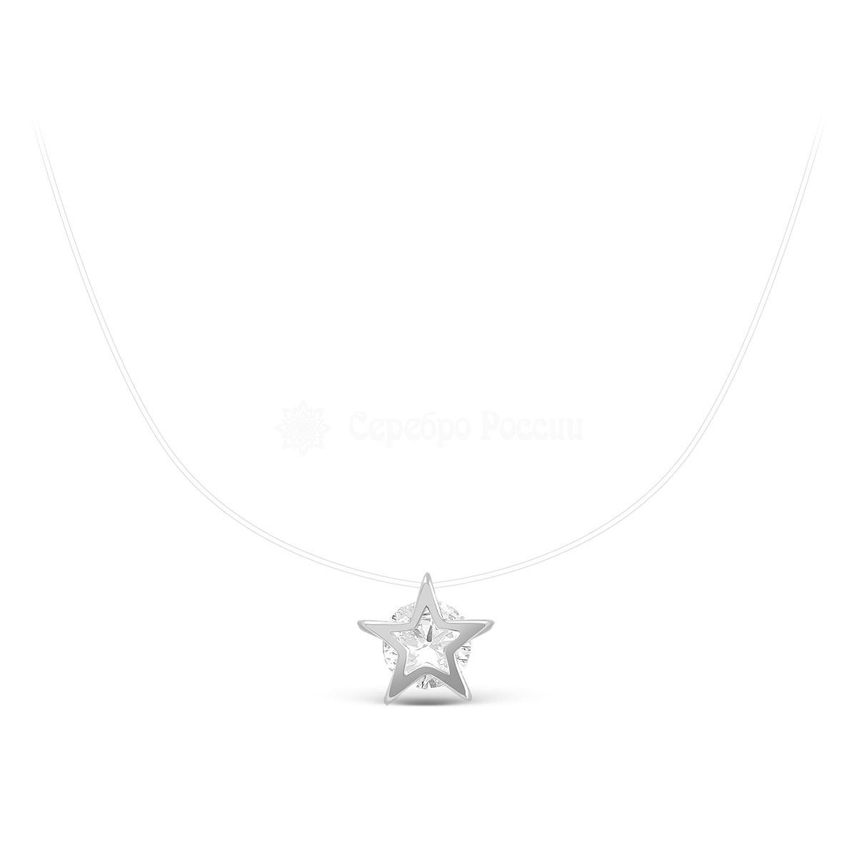 Колье из серебра с фианитом родированное (на леске) с1.06.01.00