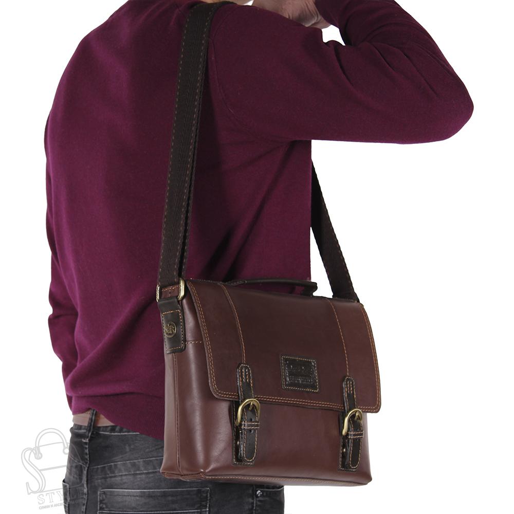 Портфель мужской кожаный 1901TR brown Tough Ruder
