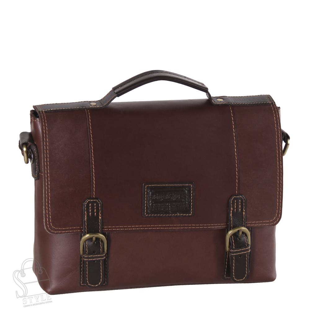 Портфель мужской кожаный 1901TR brown Tough Ruder