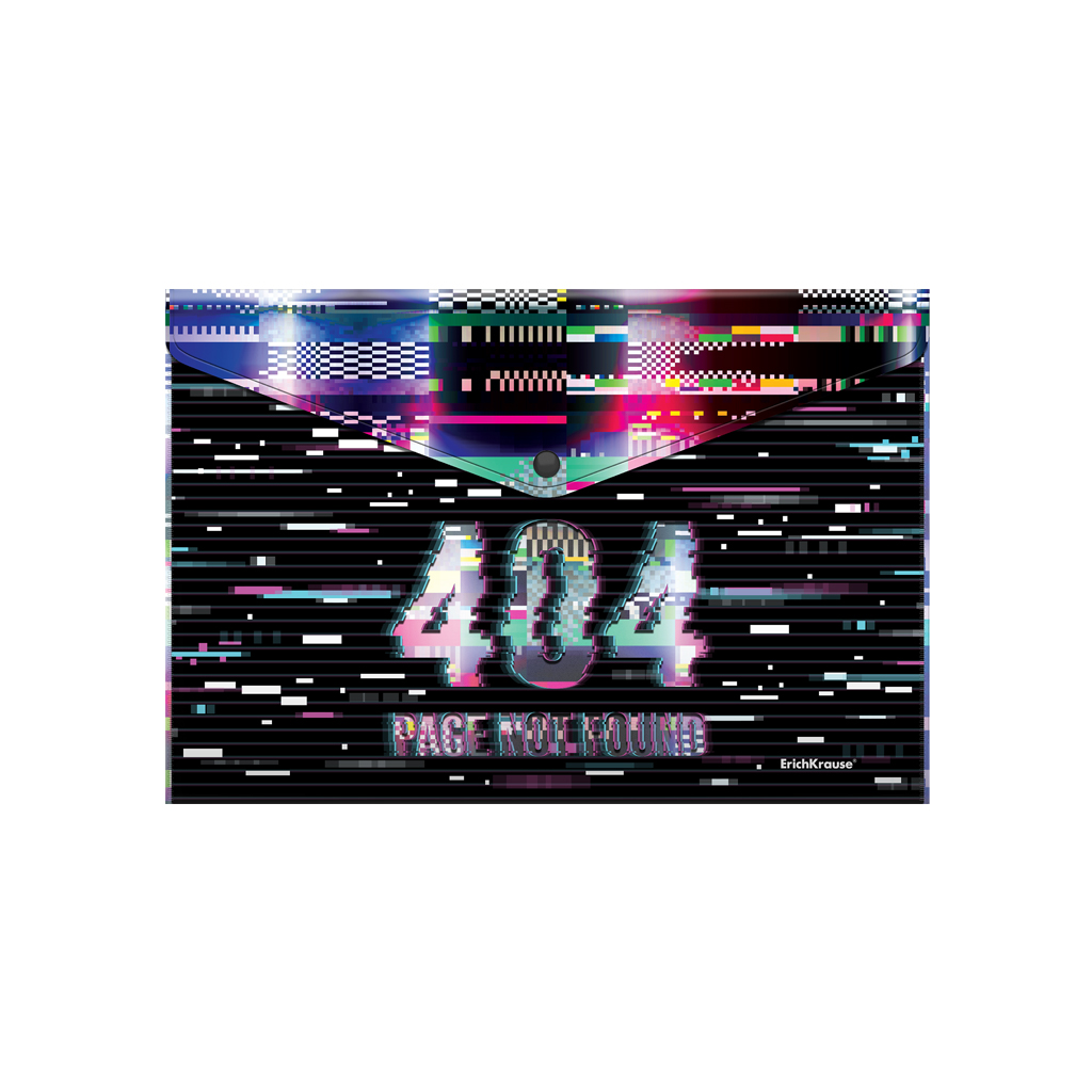 АКЦИЯ 34р. 60р.Папка-конверт на кнопке пластиковая ErichKrause® Not Found, A4 (в пакете по 12 шт.)