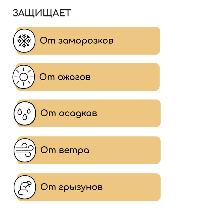 Чехол для растений, с петлями, 100×100 см, спанбонд с УФ-стабилизатором, плотность 60 г/м²