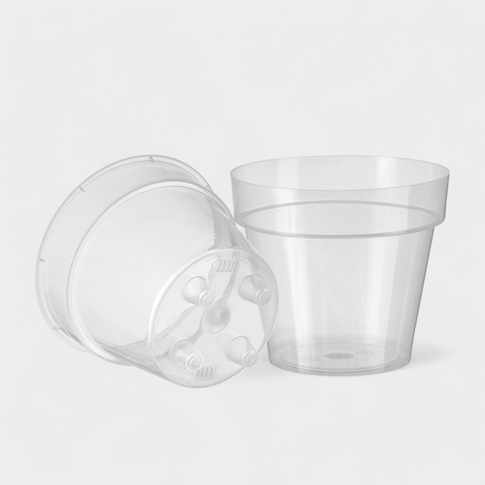 Кашпо для цветов со вставкой Plast-Avenue «Порто», 1 л, пластик, прозрачное