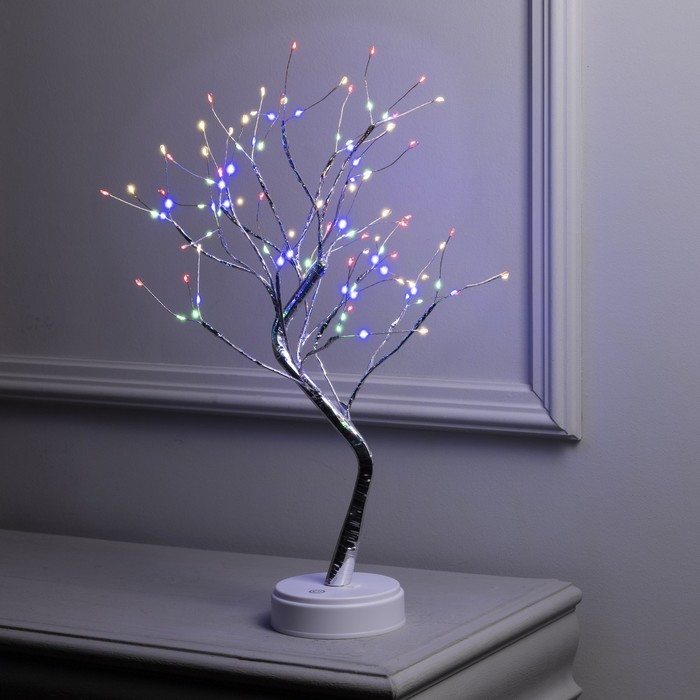 Светодиодный куст «Ива» 45 см, 108 LED, постоянное свечение, от батареек AAx3, USB, свечение мульти