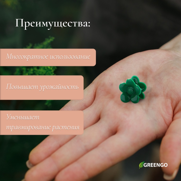 Клипса для растений «Ромашка», набор 10 шт., зелёный, Greengo