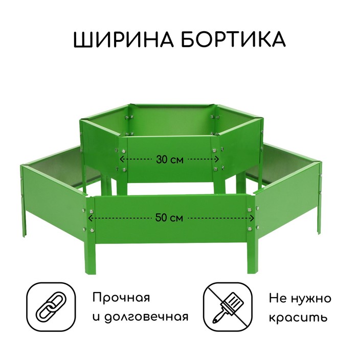 Клумба оцинкованная, 2 яруса, d=60–80 см, высота бортика 30 см, ярко-зелёная, Greengo