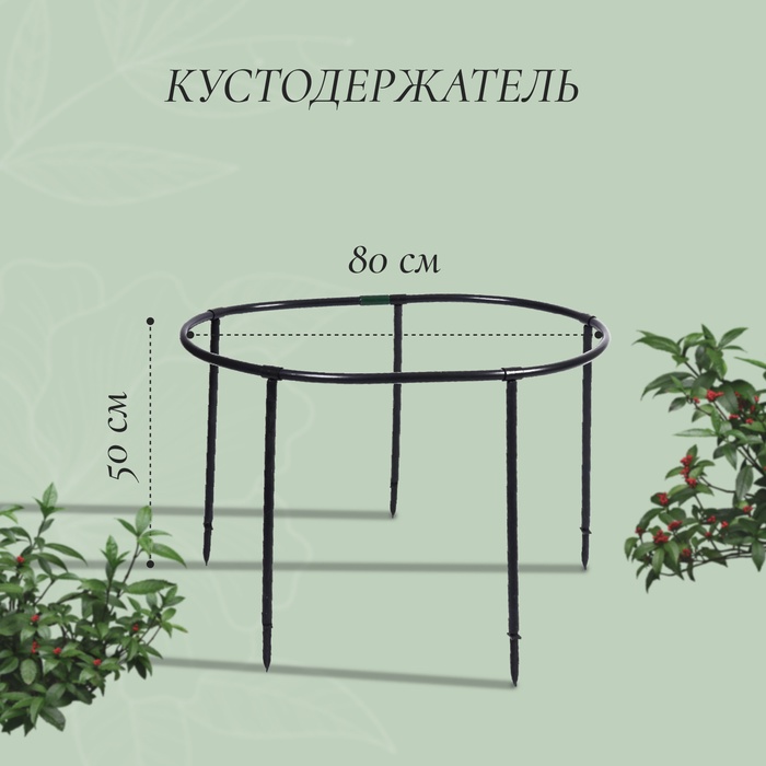 Кустодержатель, d=80 см, h=50 см, ножка d=2 см, пластик, чёрный, «Смородина +»