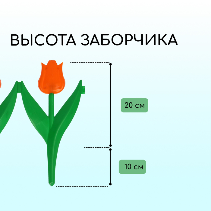 Ограждение декоративное, 30×225 см, 5 секций, пластик, оранжевый цветок, «Тюльпан»