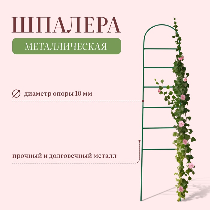 Шпалера, 140×30×1 см, металл, зелёная, «Лестница»