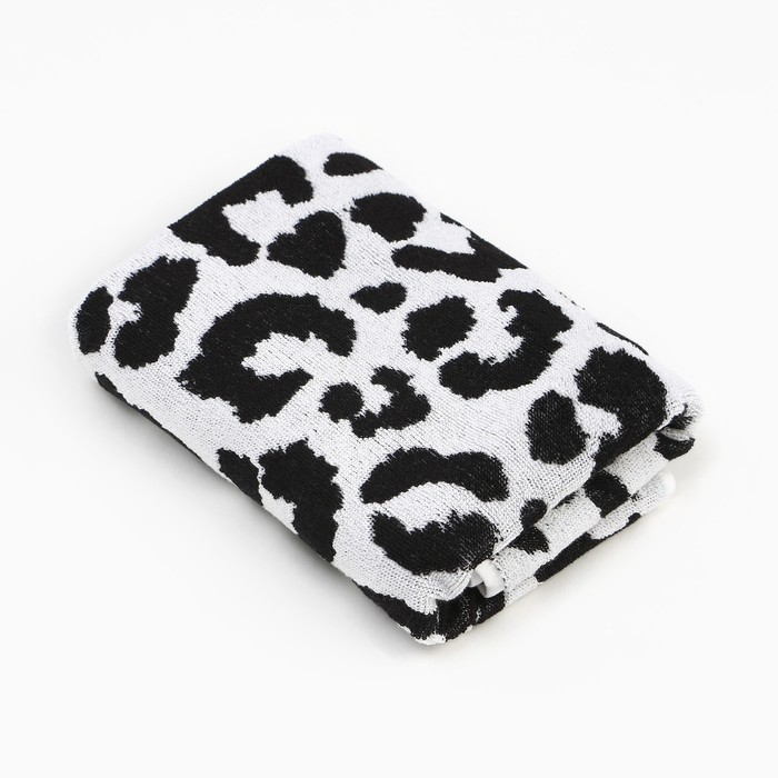 Полотенце махровое «Этель» Leopard, 50×90 см, 100% хлопок, 420 г/м², чёрно-белое