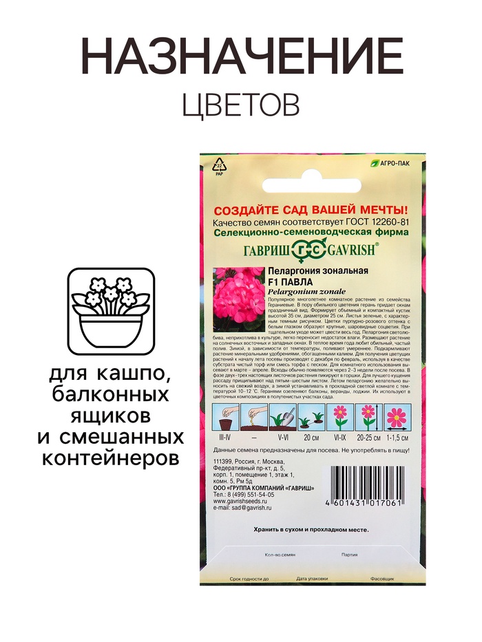 Семена Пеларгония