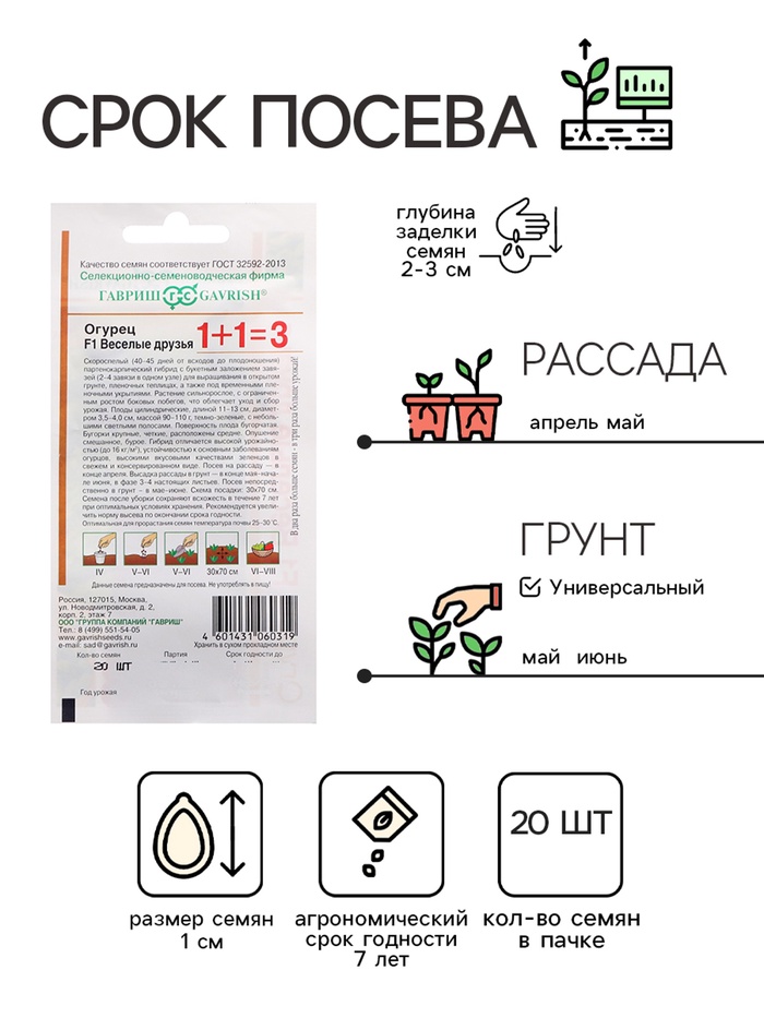 Семена Огурец корнишон