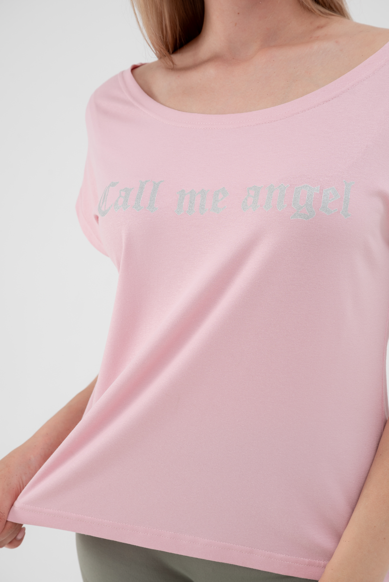 Футболка женская из вискозы Лирика пудра Call me angel
