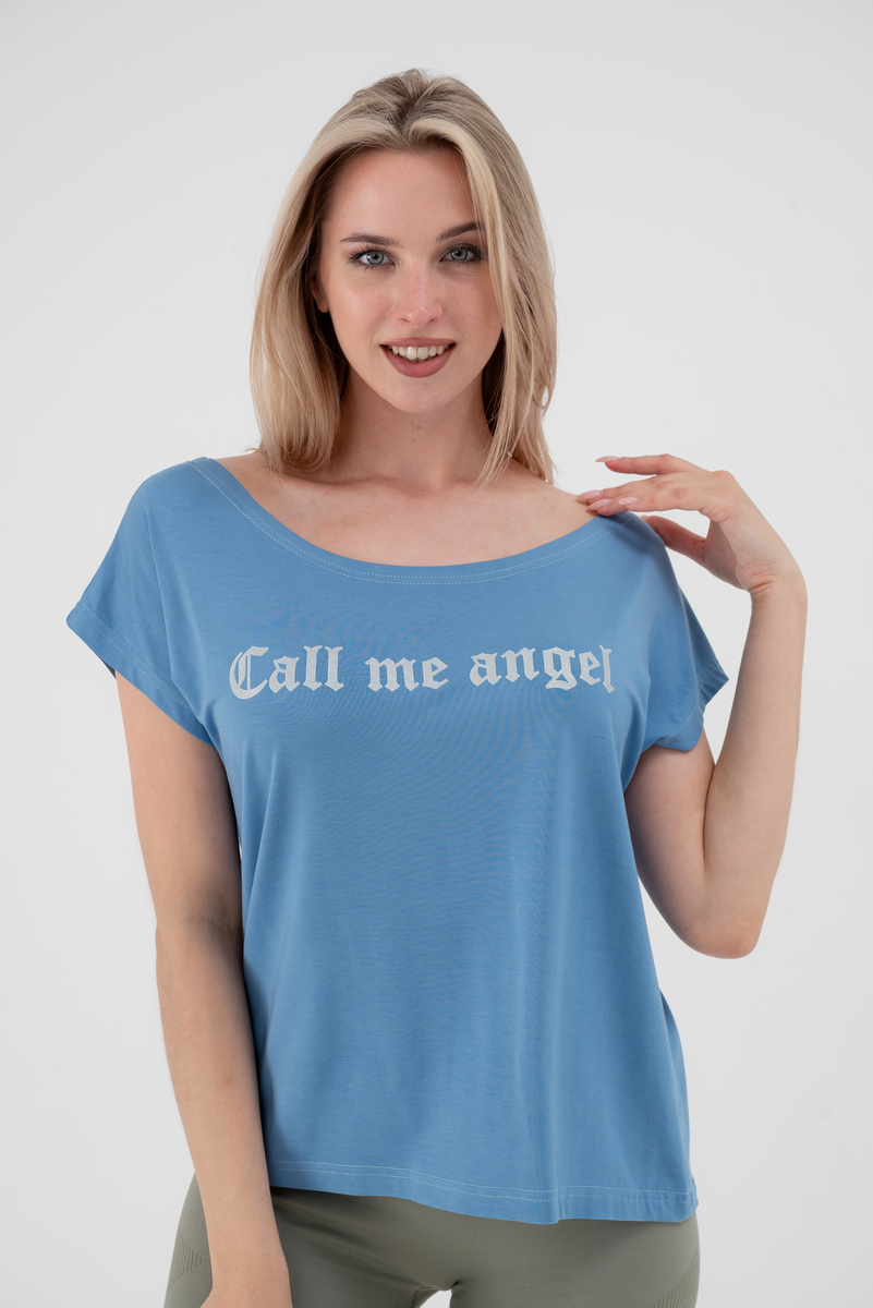 Футболка женская из вискозы Лирика голубой Call me angel