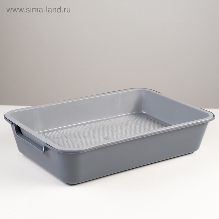 Туалет для кошек «Белла», 37×27×8 см, с сеткой, пластик, серый