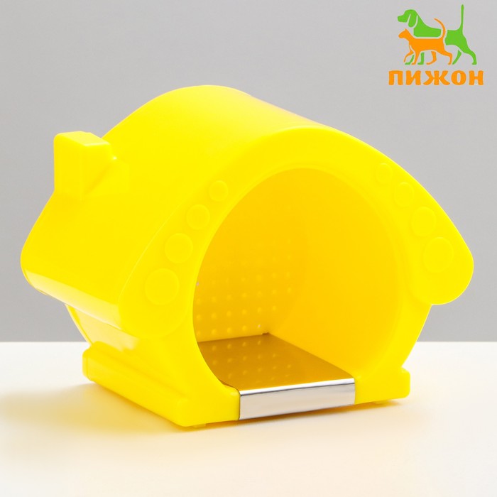 Домик для грызунов, 13.5×9×10.5 см, охлаждающий, пластик, жёлтый