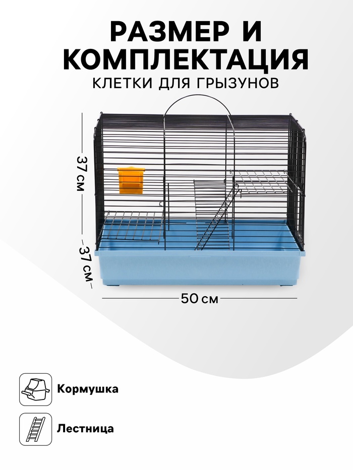 Клетка для грызунов «Сеня 2», 50×37×37 см, цвет МИКС