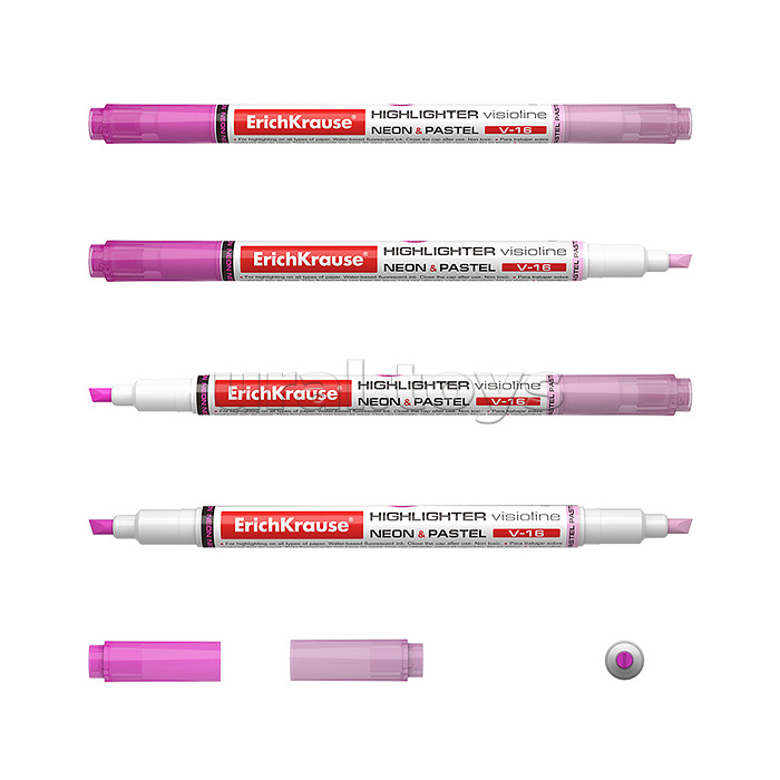 Двухсторонний текстмаркер Visioline V-16 Neon+Pastel, цвет чернил розовый