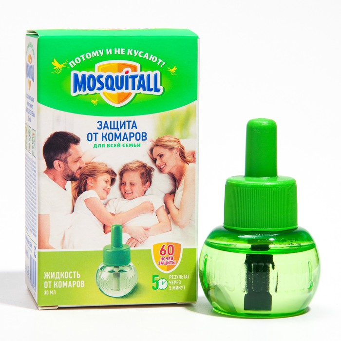 Жидкость от комаров, Mosquitall «Защита для всей семьи», 60 ночей, 30 мл