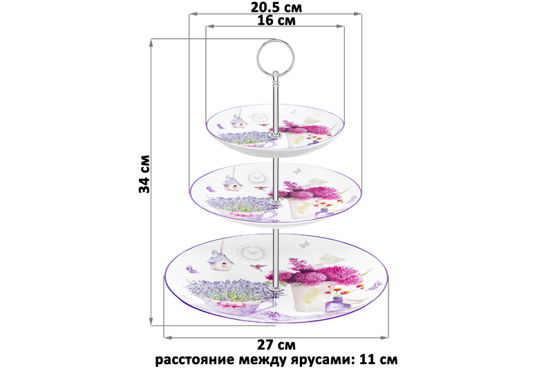 Блюдо-этажерка 3-х ярусная 27*27*34 см
