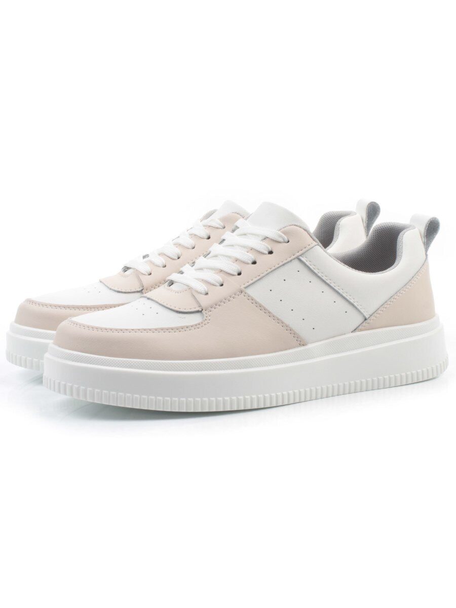 03-YJ425-1 WHITE/BEIGE Полуботинки спортивные женские (натуральная кожа)
