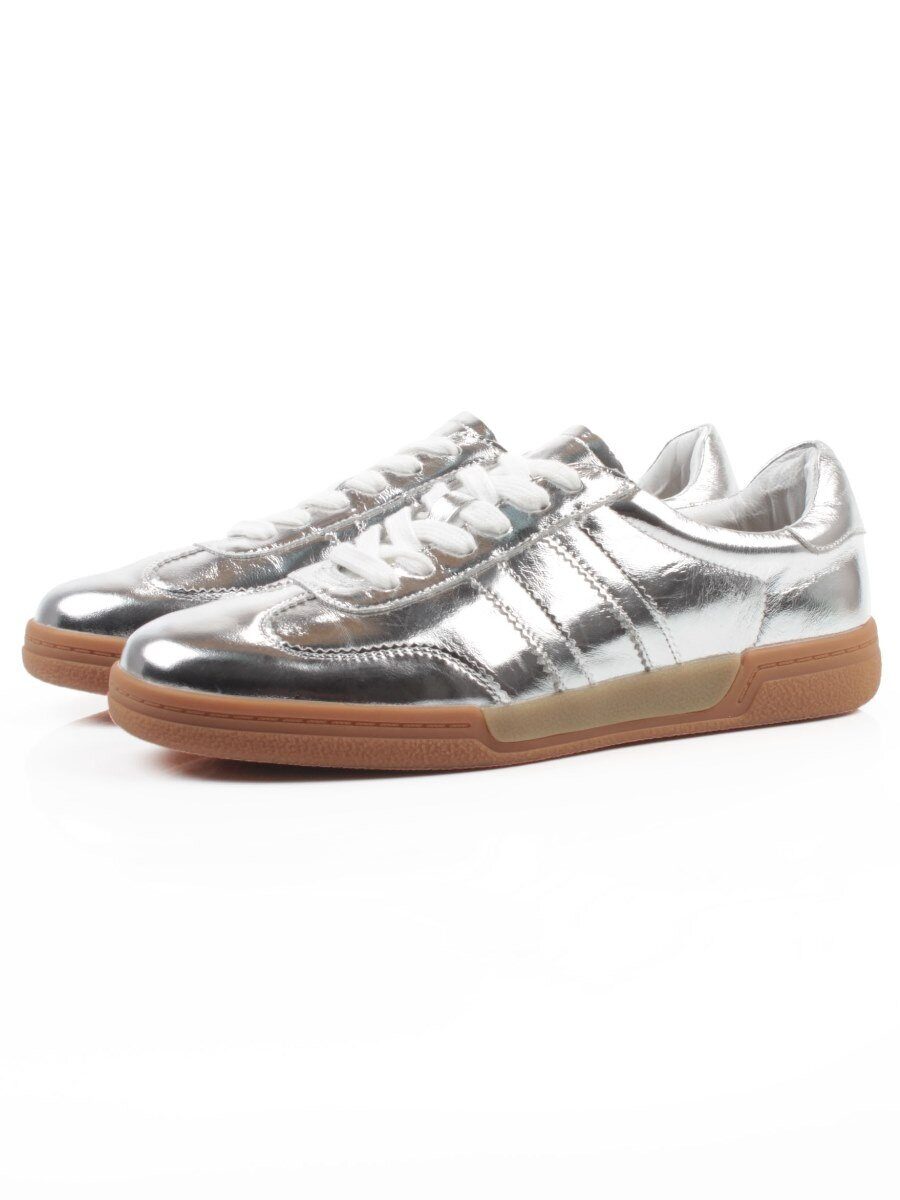 03-B6C-7C GREY/SILVER Кеды женские (натуральная кожа)