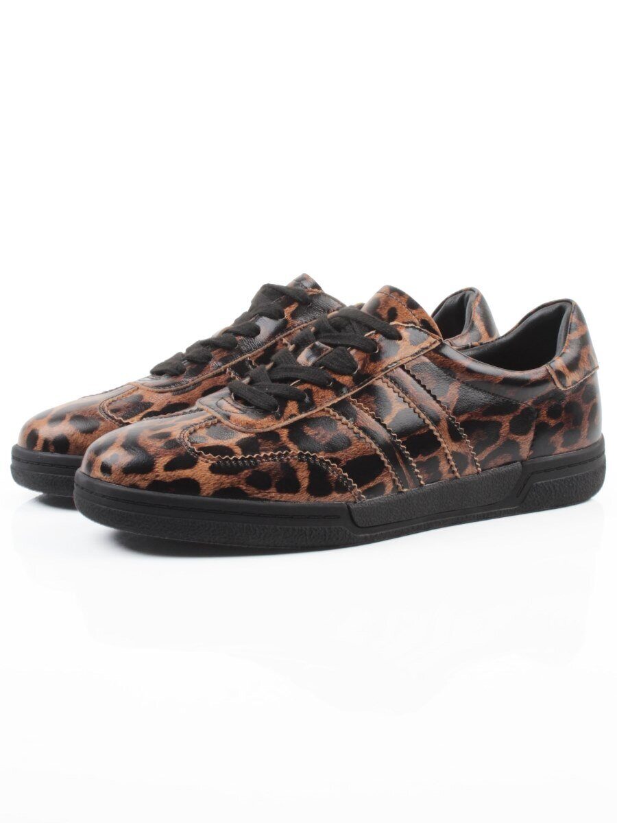 03-B6C-7PC BROWN/LEOPARD Кеды женские (натуральная кожа)