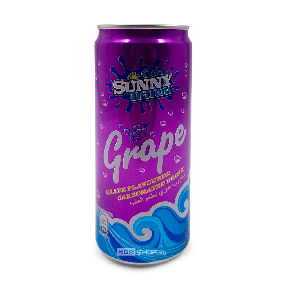 Газированный б/а напиток «Виноград» Grape Ooh Sunny Drink, Малайзия, 325 мл