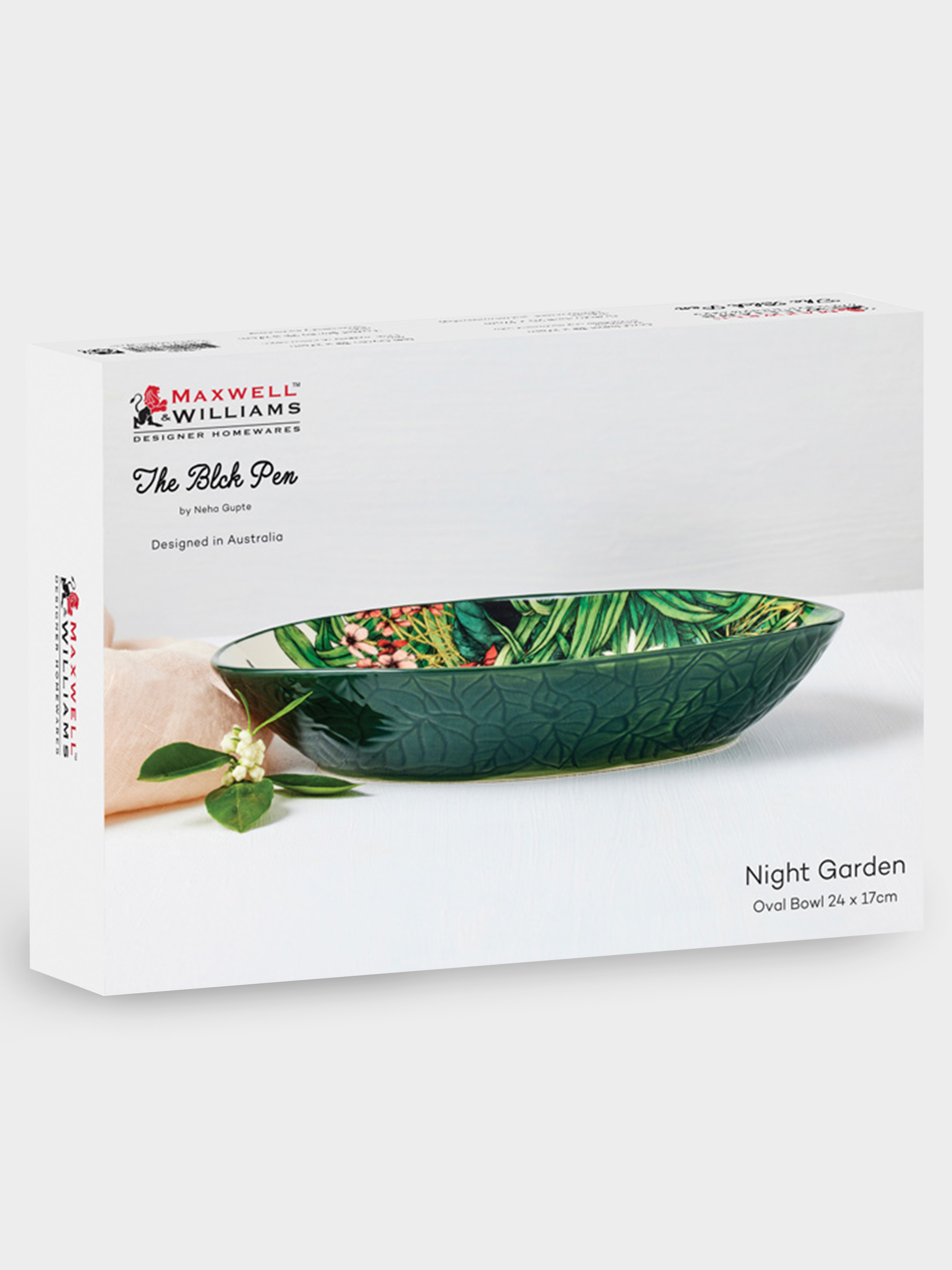 Салатник, 25х17 см, 600 мл, керамика, овальный, темно-зеленый, Ночной сад, Night Garden Foliage
