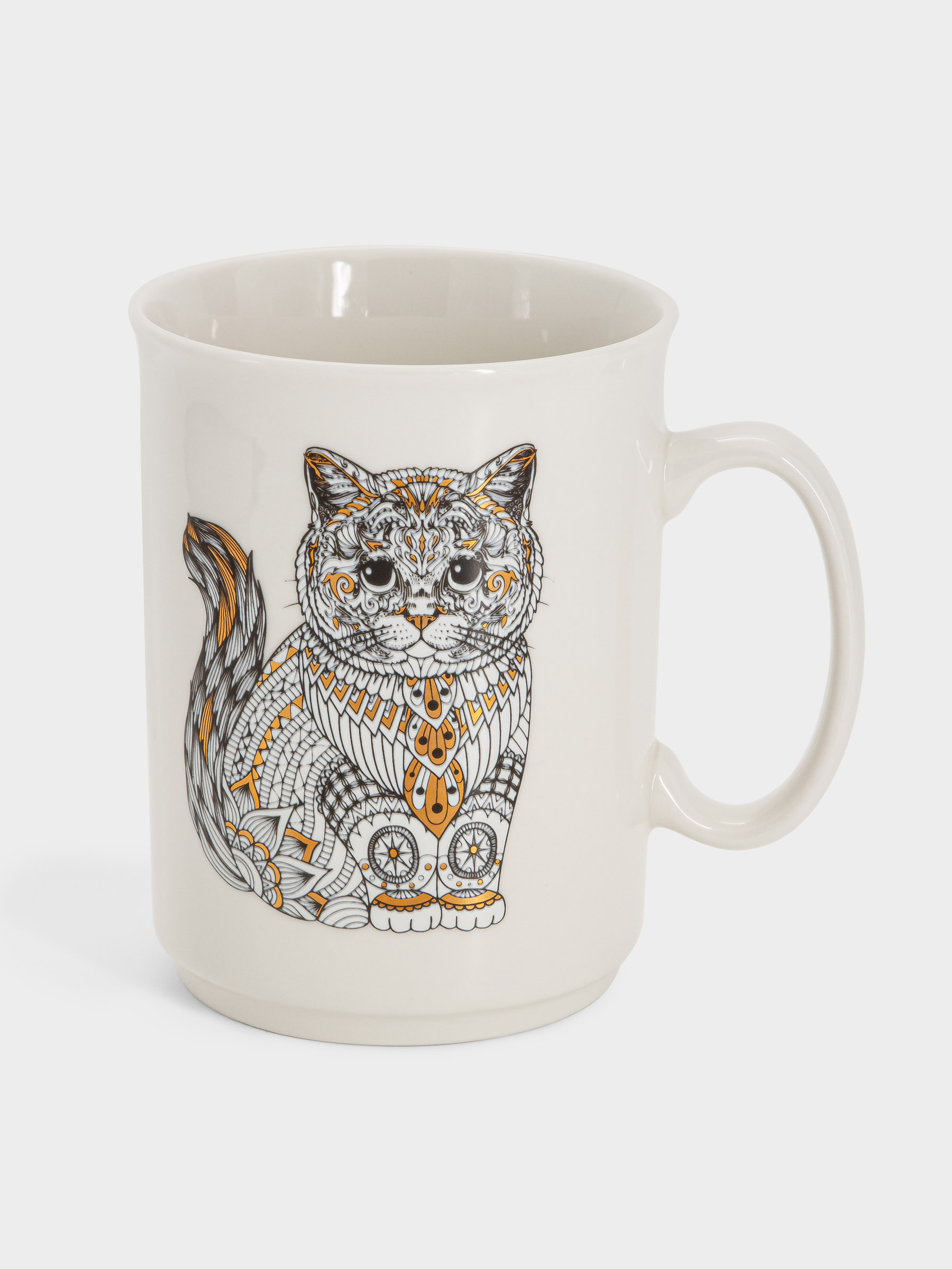 Кружка, 415 мл, фарфор N, белая, Кот, Wild