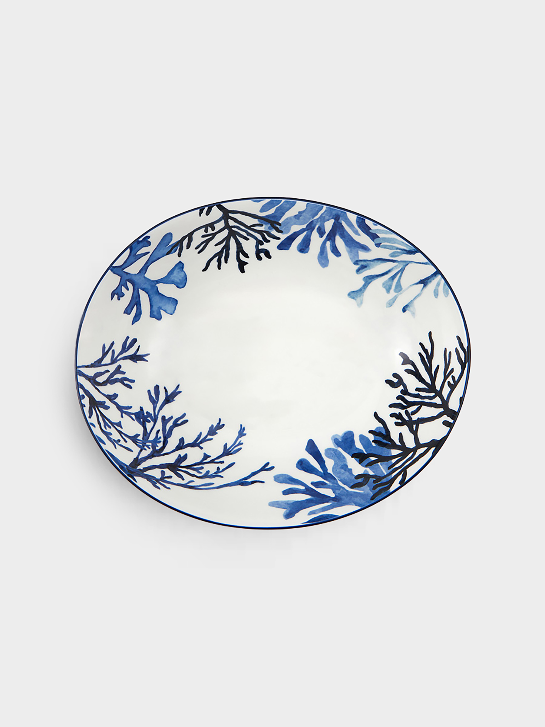 Салатник, 32х26 см, 3 л, керамика К, белый, овальный, Синие кораллы, Blue Coral